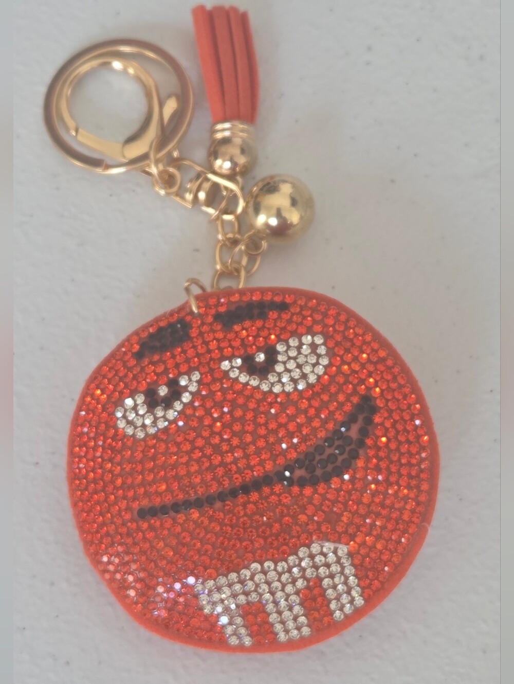 Orange Crystal Emoji M&M-Inspired Keychain Charm NIP - Picture 3 of 5